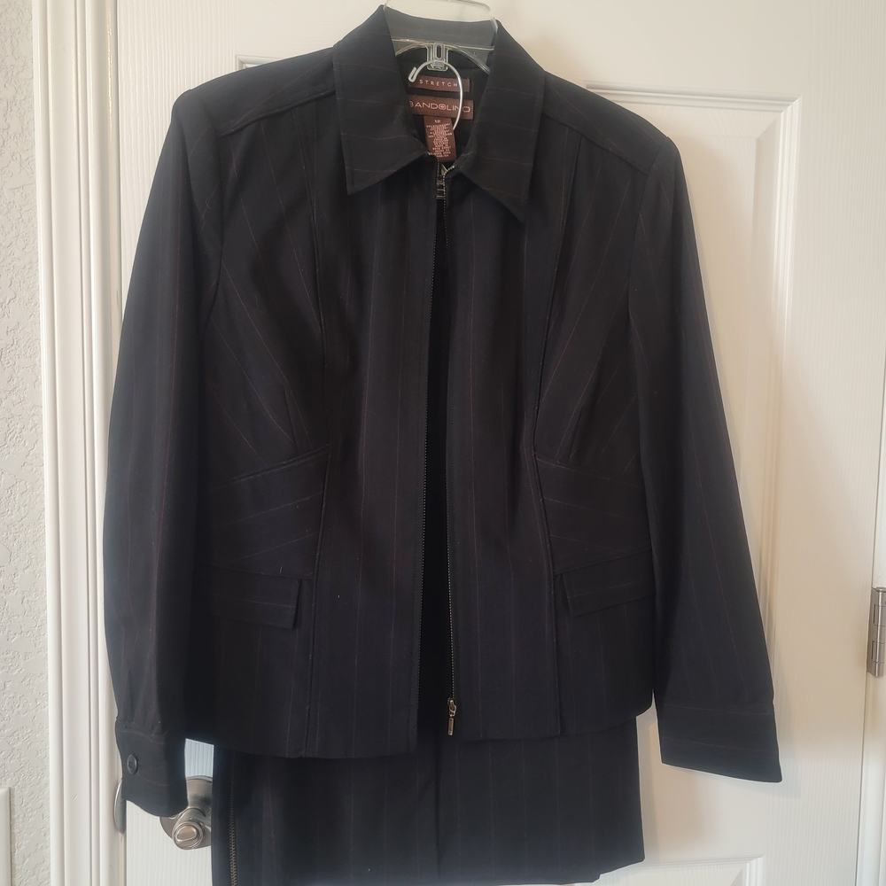 Bandolino Black and Purple Pinstripe Jacket